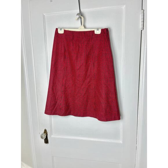 Vintage 90s Pendleton Women's Red Houndstooth A Line Wool Classic Skirt Size 10 - Picture 1 of 8